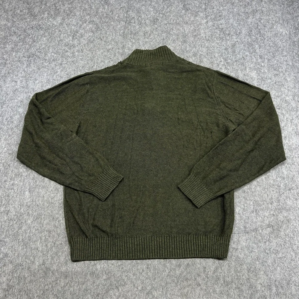 Tricots St Raphael Sweater Mens 2XL Green Cable Knit‎ Mock Neck Button Pullover